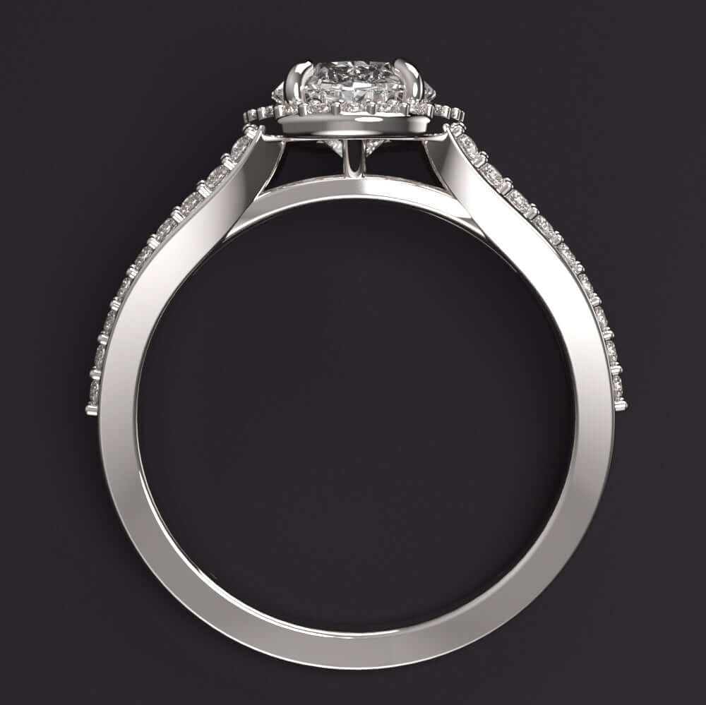 1.5ct LAB CREATED DIAMOND ENGAGEMENT RING F VVS2 OVAL SHAPE CUT HALO SPLIT SHANK
