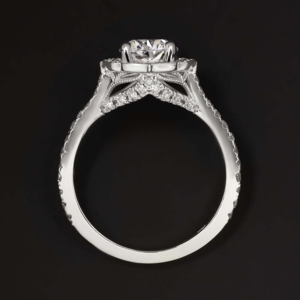 1.5 CARAT LAB CREATED DIAMOND ENGAGEMENT RING G VS2 IDEAL ROUND CUT HALO VINTAGE