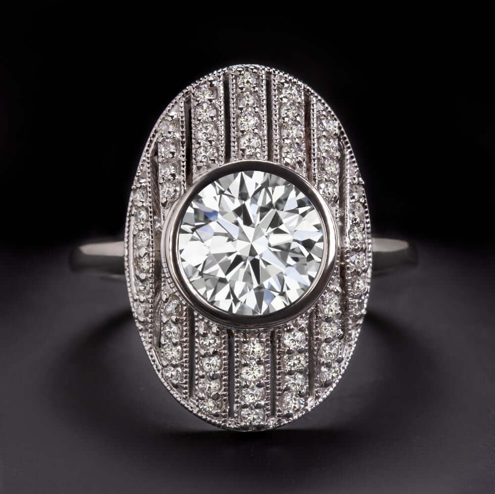 2.5 CARAT LAB CREATED DIAMOND COCKTAIL RING G VS1 IDEAL ROUND CUT VINTAGE OVAL