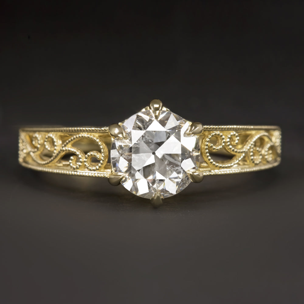 PLATINUM VINTAGE ENGAGEMENT RING SETTING ROUND SEMI-MOUNT EDWARDIAN FILIGREE 8MM
