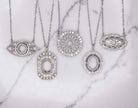 0.64ct VINTAGE STYLE DIAMOND PENDANT NECKLACE 14k WHITE GOLD EDWARDIAN STYLE
