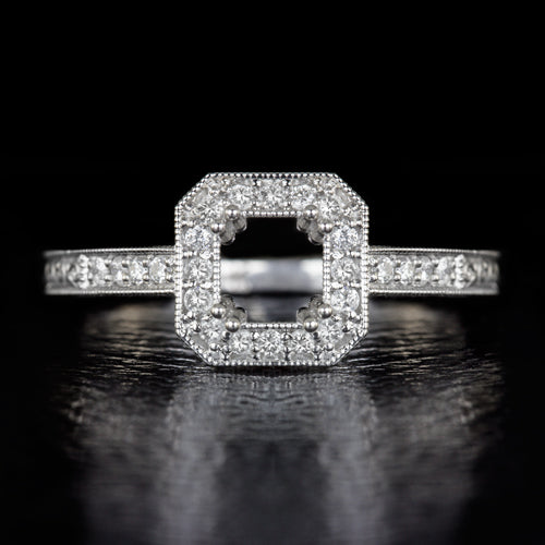 SEMI-MOUNT ROUND PRINCESS SETTING DIAMOND VINTAGE STYLE RING CUSHION ...