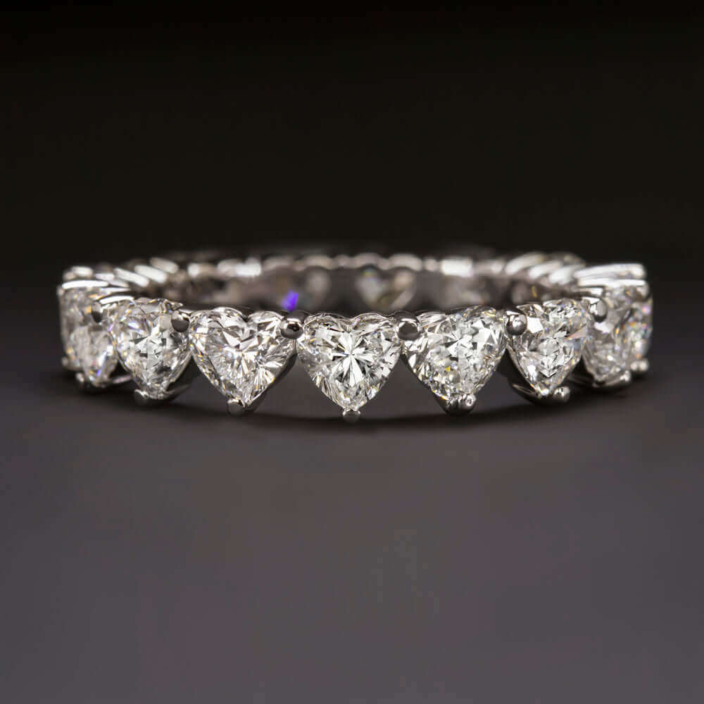 CARAT HEART SHAPE DIAMOND WEDDING BAND ETERNITY RING WHITE GOLD STACKING 3ct
