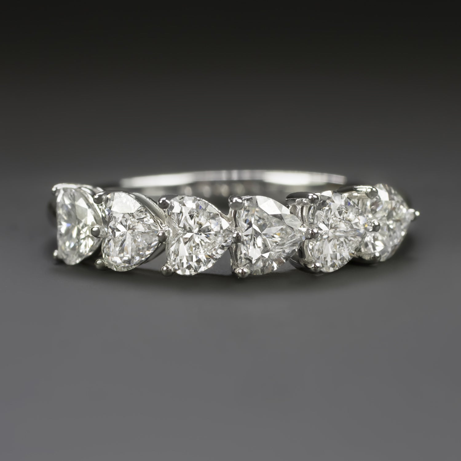 HEART SHAPE DIAMOND WEDDING BAND EAST WEST RING 14k WHITE