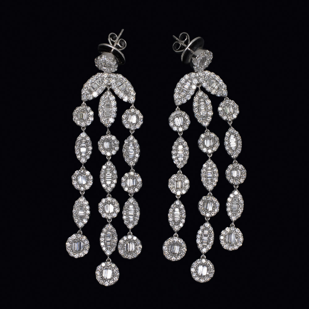 G-H VS DIAMOND CHANDELIER EARRINGS 18k WHITE GOLD INCH