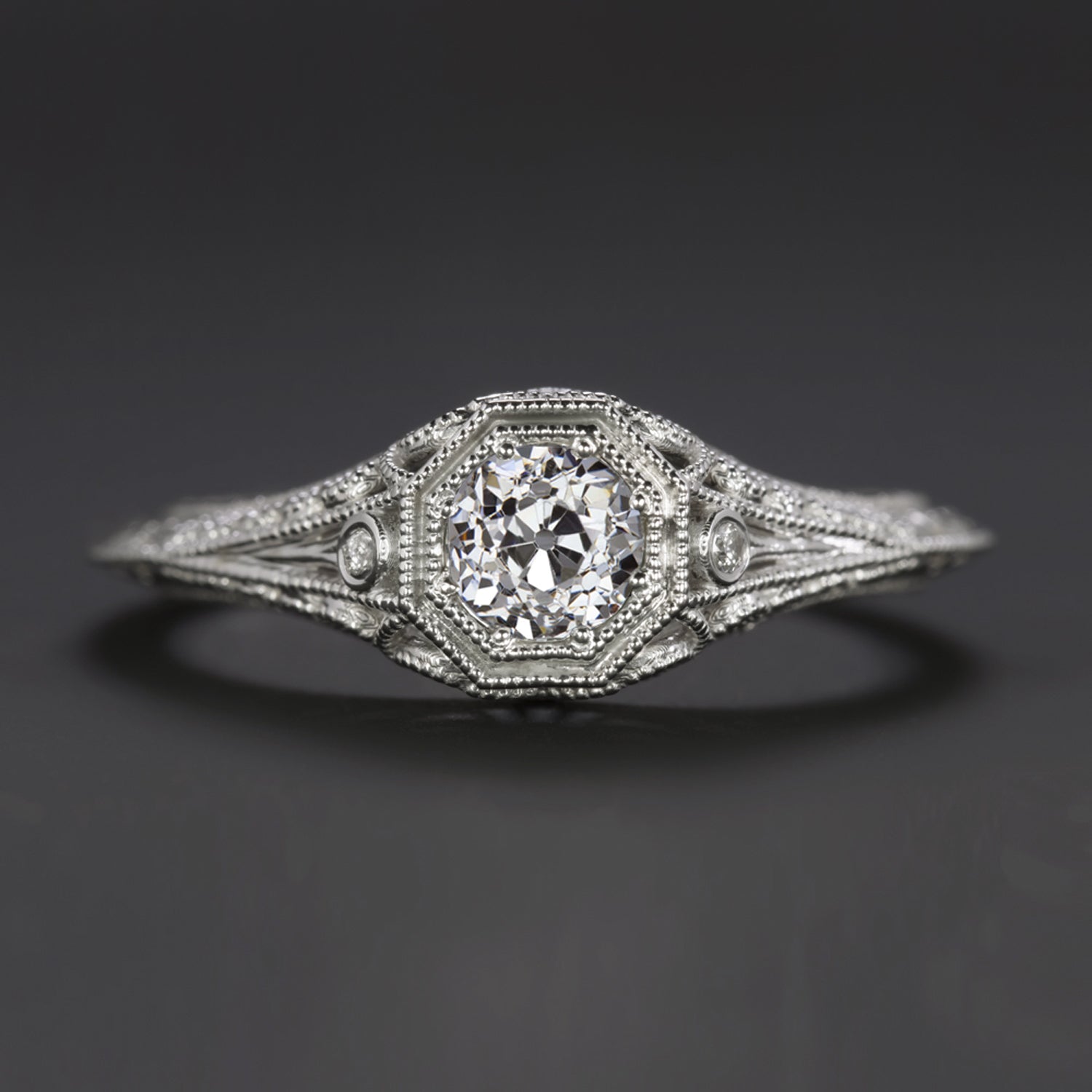 0.78c VINTAGE STYLE DIAMOND ENGAGEMENT RING OLD EUROPEAN CUT GIA CERTIFIED  I SI1 - 6.5