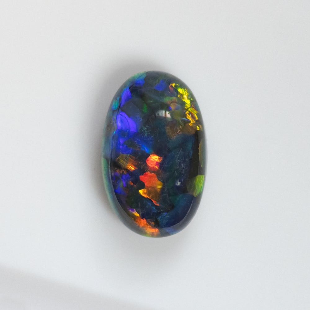 AUSTRALIAN BLACK OPAL SOLID OVAL SHAPE CABOCHON RED