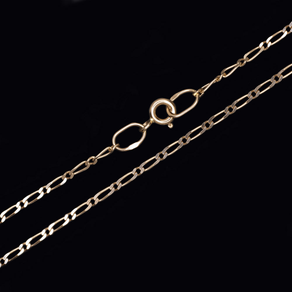 14k ROSE GOLD FIGARO CHAIN SOLID GRAM 17 INCH NECKLACE