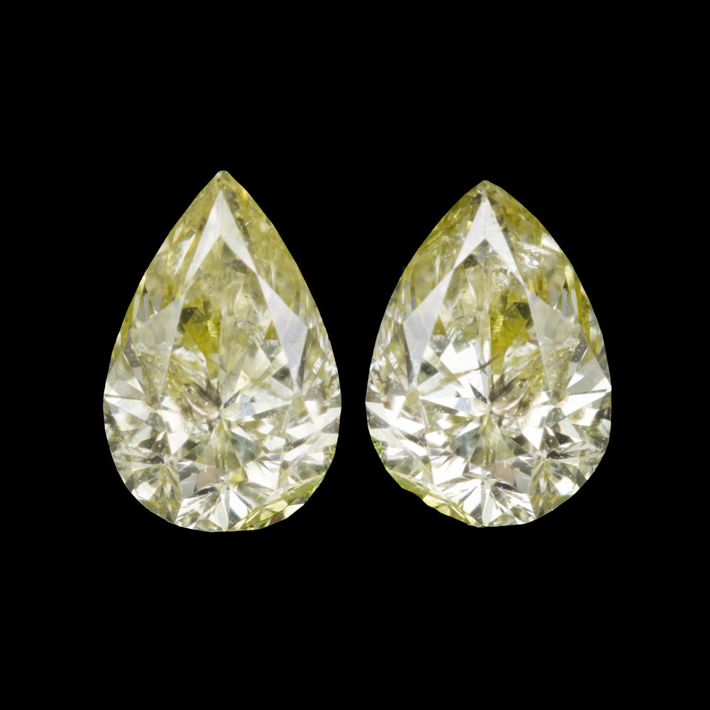 FANCY INTENSE YELLOW DIAMOND PAIR PEAR SHAPE DROP STUD