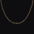 Solid 14k yellow gold oval link chain necklace, 20 inches long, classic design for men and women.