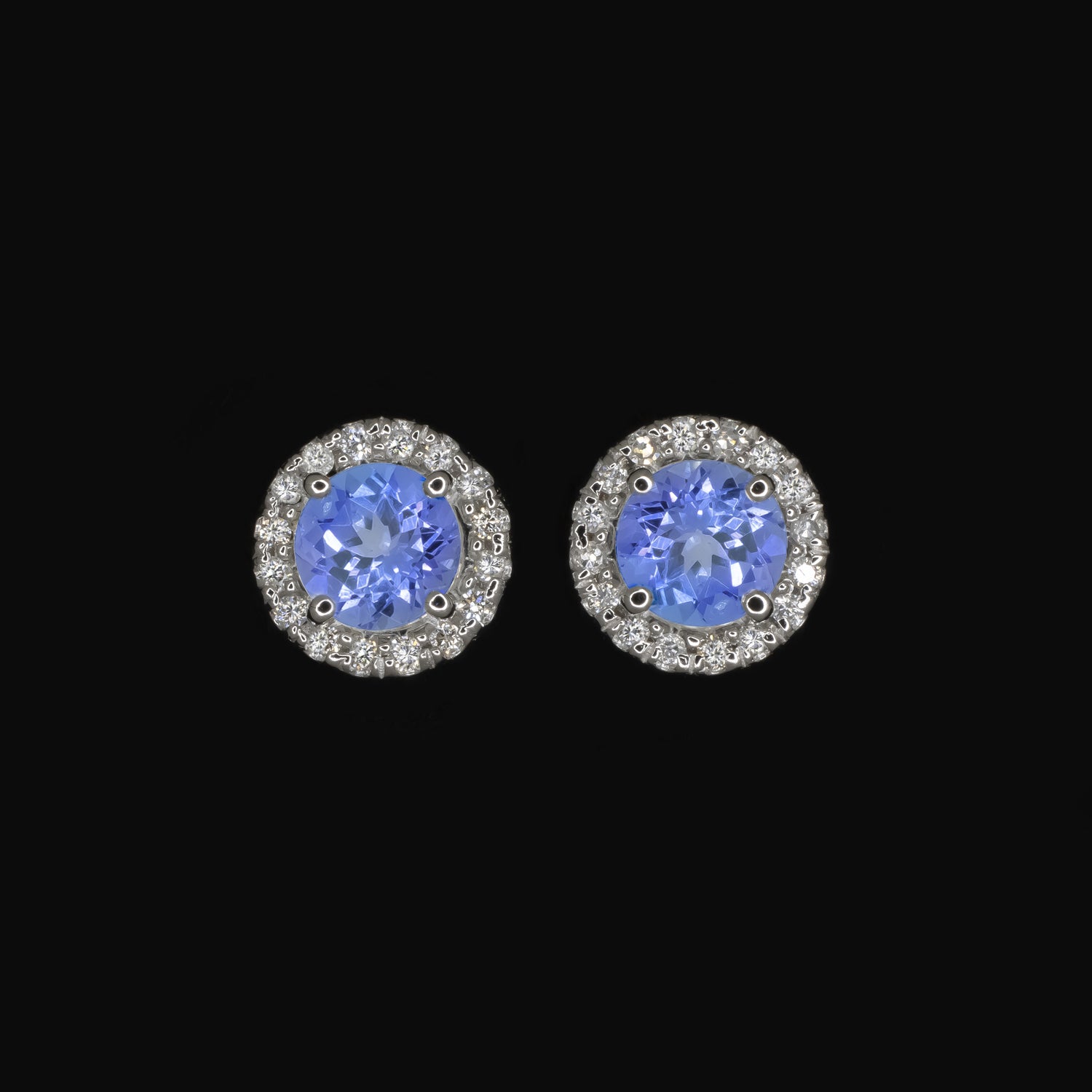 thumbnail image 2 of Solitaire Stud Earrings - 6mm Round Simulated Tanzanite In Genuine 10K Solid Gold, Women's 2 of 6