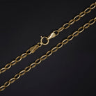 Solid 14k yellow gold oval link chain necklace with lobster clasp, 20 inches long, stylish and versatile.