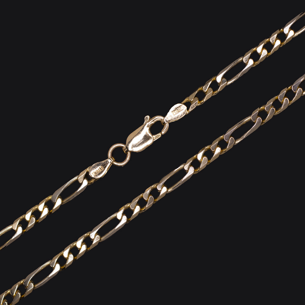 14k YELLOW GOLD FIGARO CHAIN GRAM 19in - Main Image