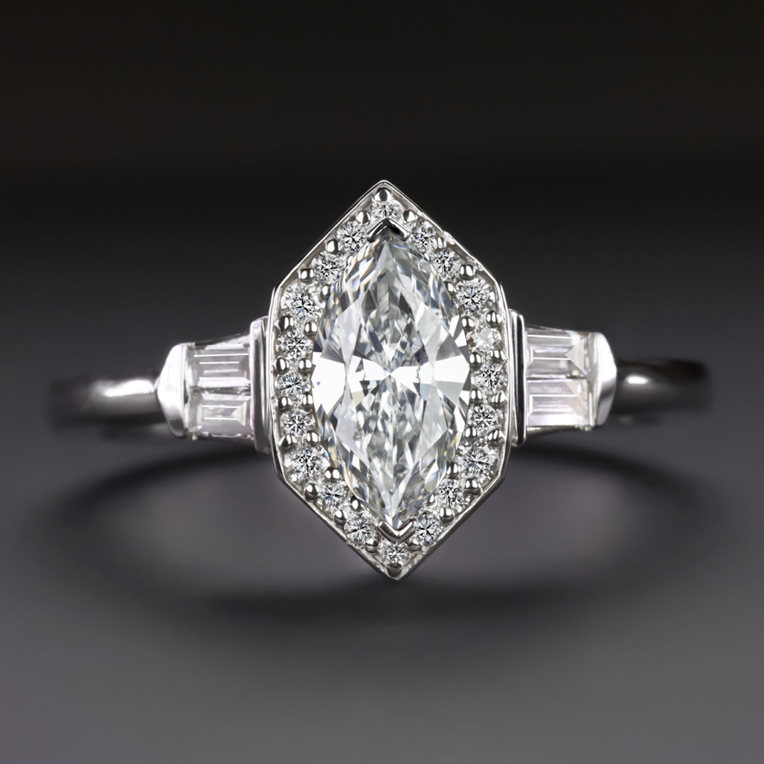 GIA CERTIFIED DIAMOND ENGAGEMENT RING MARQUISE VINTAGE STYLE  display picture 1