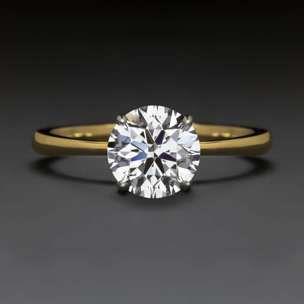 1ct LAB CREATED DIAMOND ENGAGEMENT RING CERTIFIED ROUND CUT TWO TONE ...