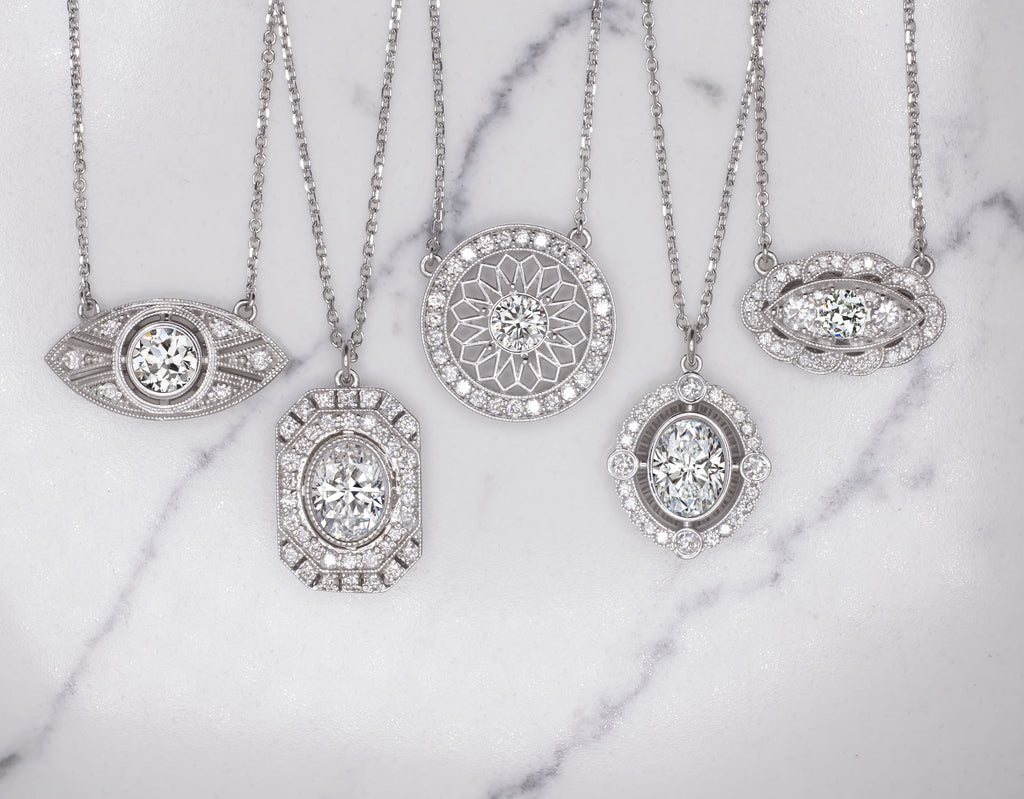 Vintage style diamond necklaces