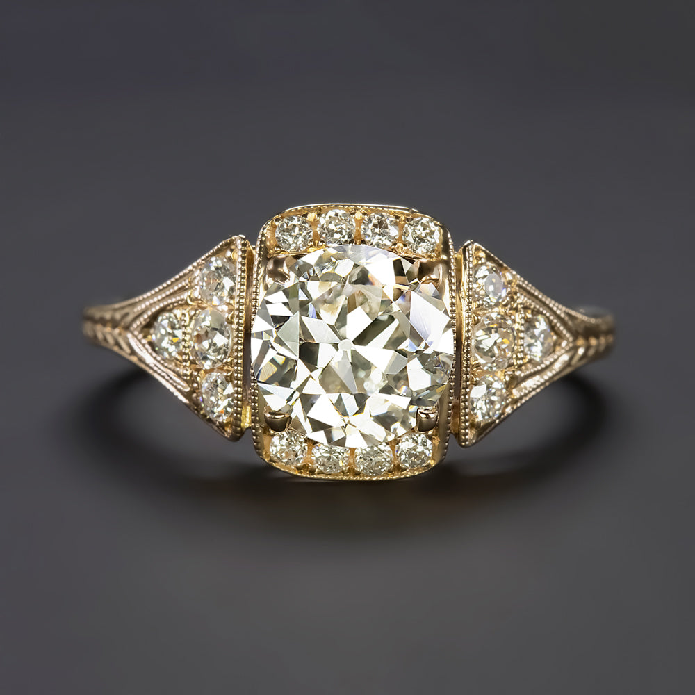1.5 CARAT OLD EUROPEAN CUT DIAMOND ENGAGEMENT RING 18k YELLOW GOLD ...