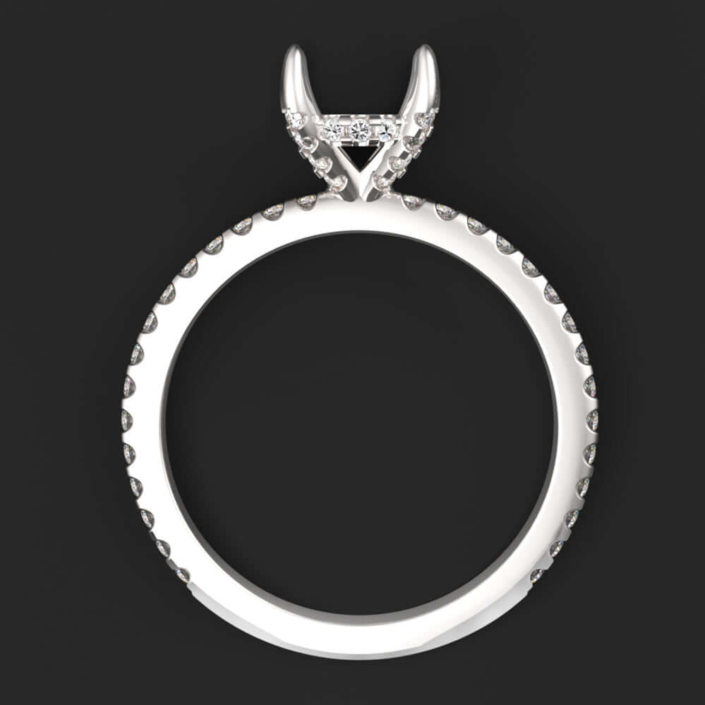 DIAMOND ENGAGEMENT RING SETTING 7mm ROUND THIN PAVE BAND