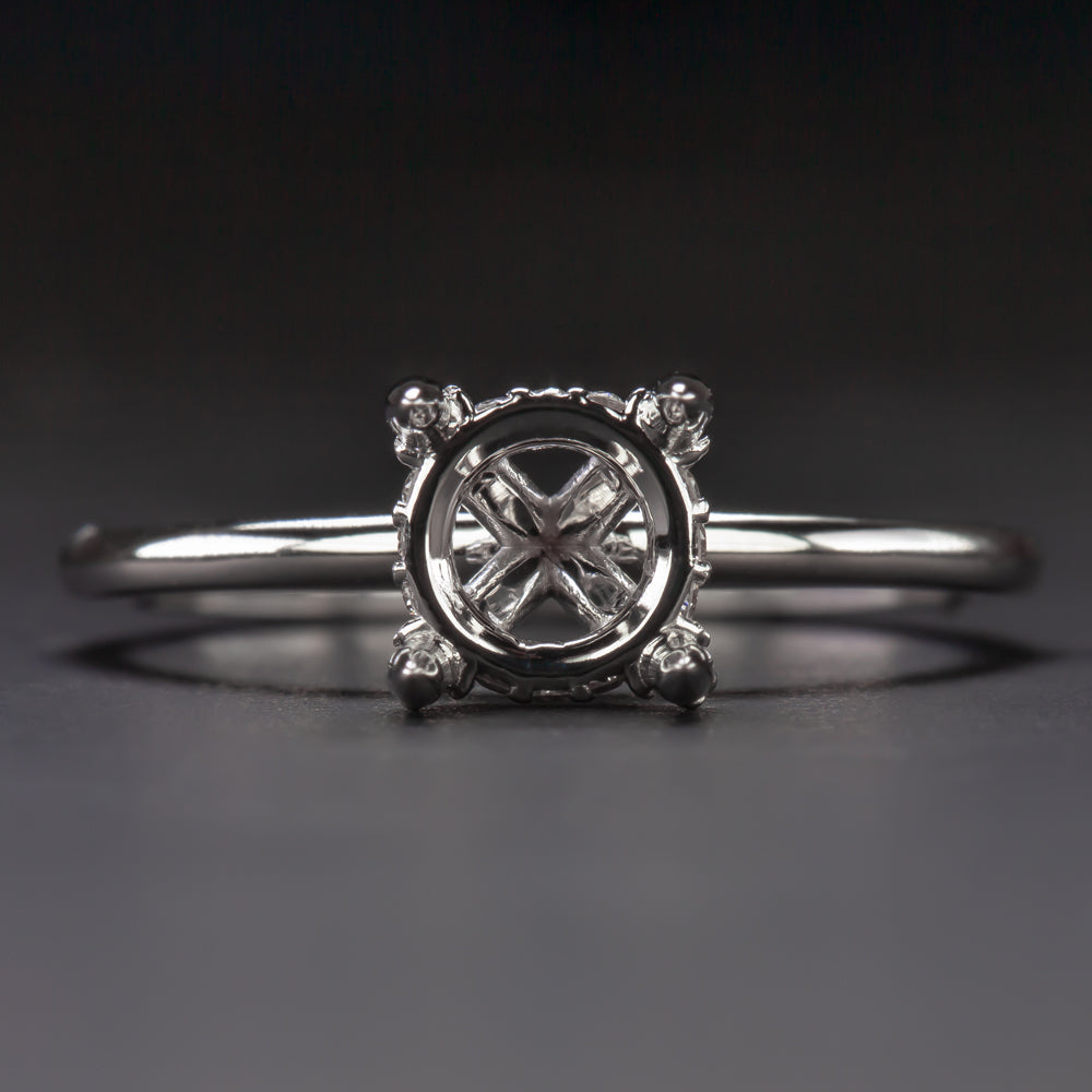 HIDDEN HALO DIAMOND ENGAGEMENT RING SETTING 7mm ROUND 14k