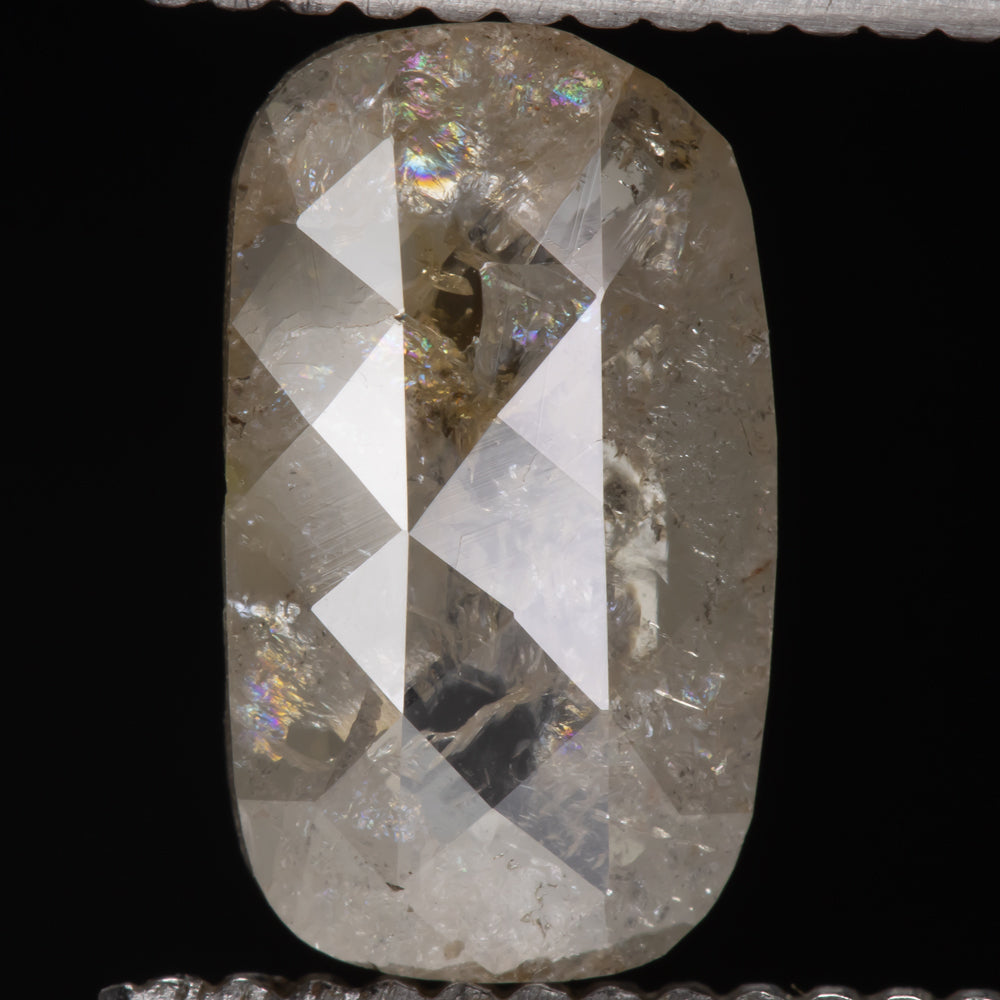 NATURAL DIAMOND LONG CUSHION SHAPE ROSE CUT RUSTIC SALT AND