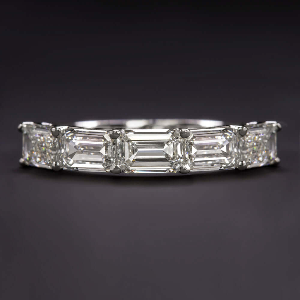 CARAT EMERALD CUT DIAMOND WEDDING BAND EAST WEST RING HALF