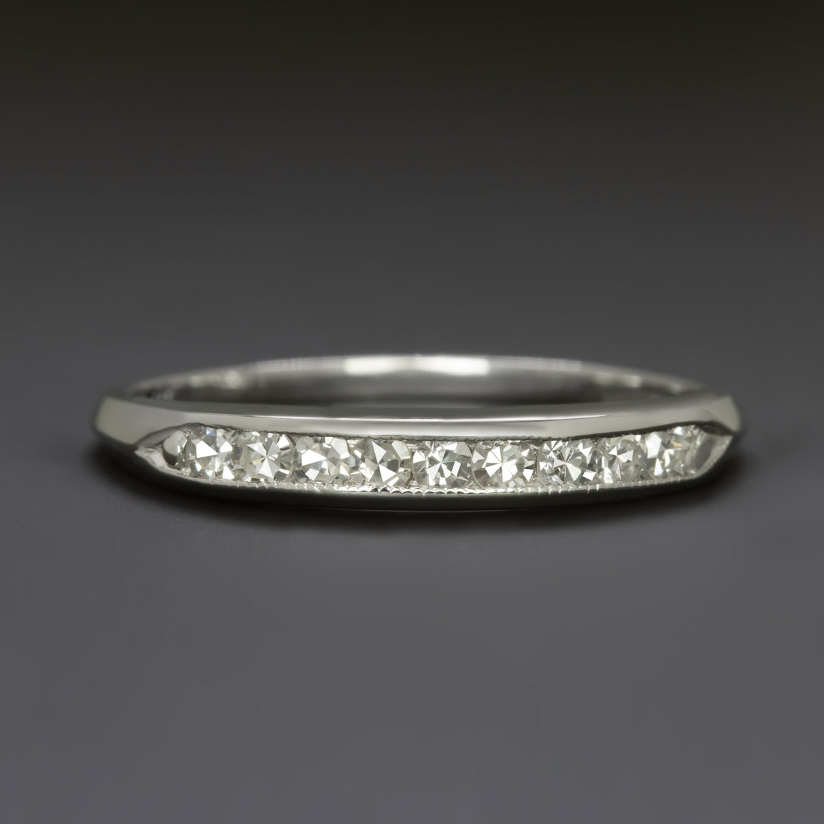 VINTAGE DIAMOND WEDDING RING STACKING BAND PLATINUM NATURAL RETRO ...
