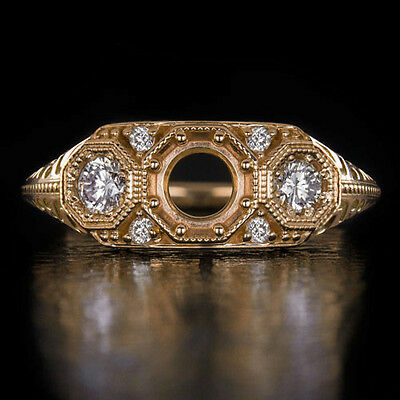 VINTAGE STYLE DIAMOND 5mm ROUND SEMI-MOUNT STONE ENGAGEMENT RING