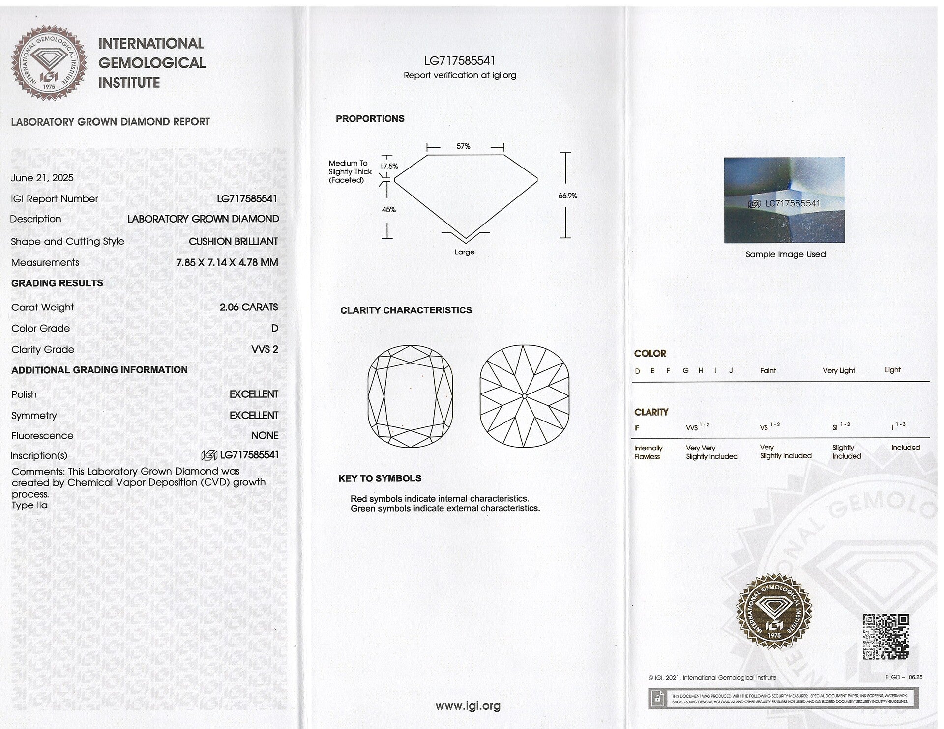2.06ct OLD MINE CUT LAB CREATED DIAMOND CERTIFIED D VVS2 CUSHION