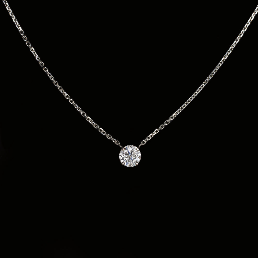 1/2 CARAT GIA CERTIFIED DIAMOND SOLITAIRE NECKLACE 14K WHITE GOLD