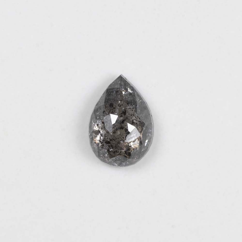 1.24ct NATURAL DIAMOND PEAR SHAPE ROSE CUT RUSTIC SALT AND PEPPER ...