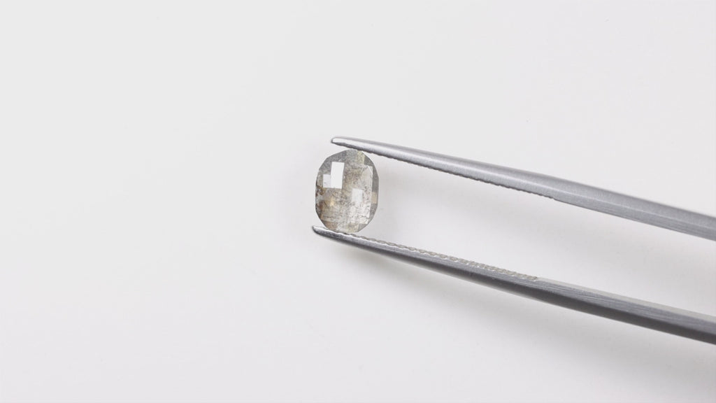 0.84ct NATURAL DIAMOND OVAL SHAPE CHECKERBOARD ROSE CUT GRAY BROWN LOOSE RUSTIC