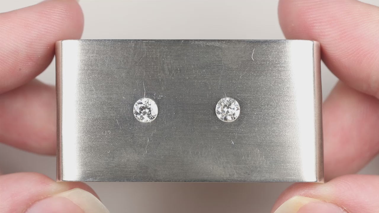0.56ct OLD EUROPEAN CUT DIAMOND STUD EARRINGS F-G VS2-SI1 PAIR LOOSE VINTAGE
