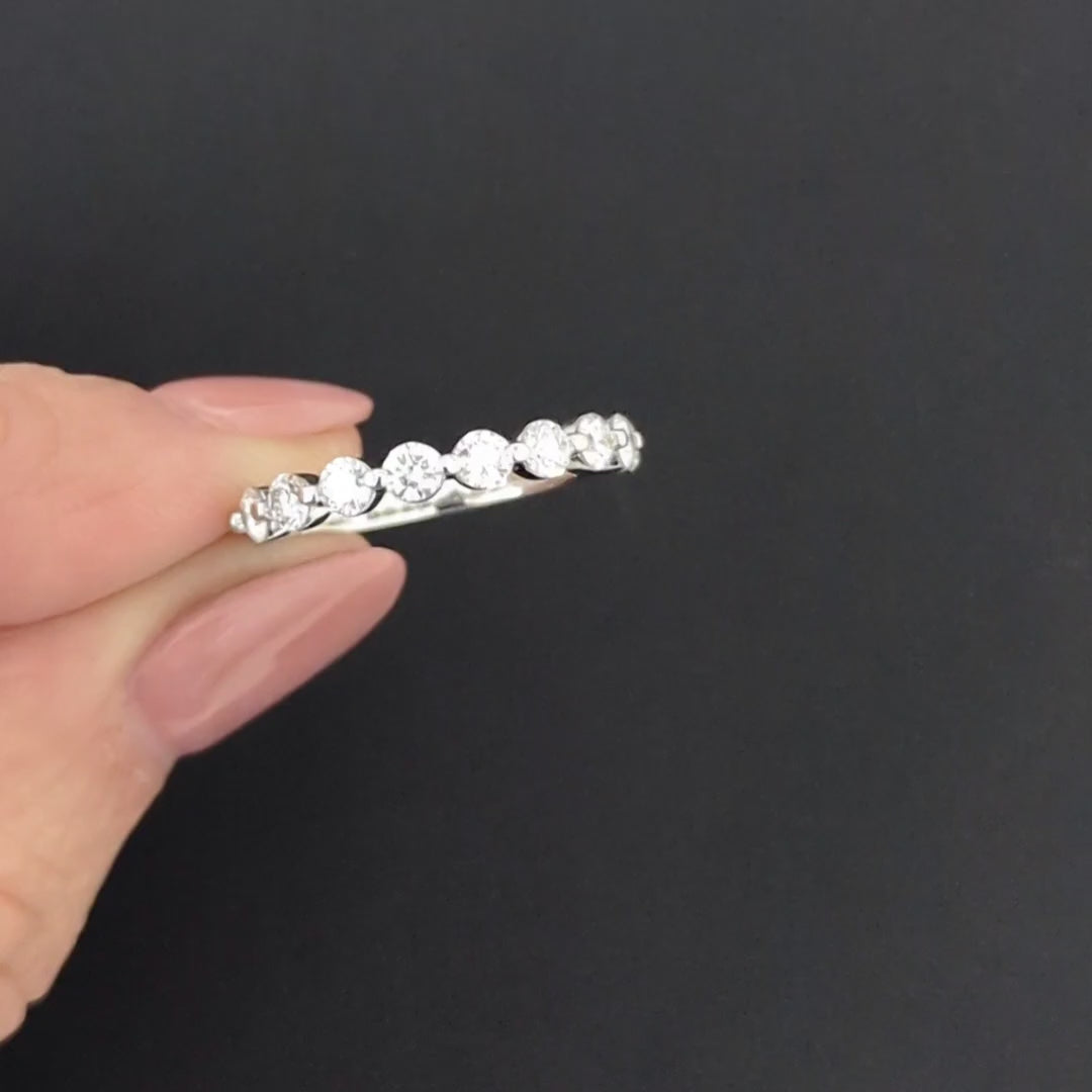 0.81ct NATURAL DIAMOND WEDDING RING PLATINUM STACKING BAND FLOATING BUBBLE