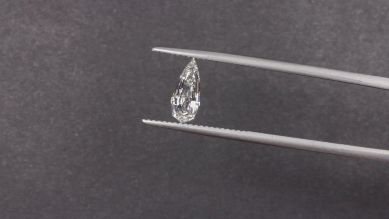 0.84ct DIAMOND K VS1 STEP CUT PEAR SHAPE GEOMETRIC LOOSE EXTRA LONG NATURAL