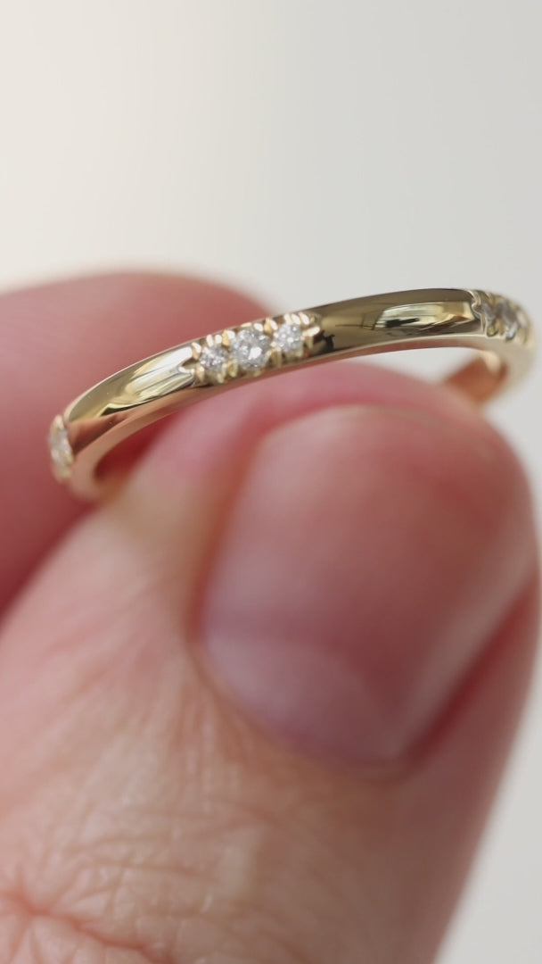 NATURAL ROUND DIAMOND ETERNITY WEDDING BAND 14k GOLD STACKING RING CLASSIC TRIO