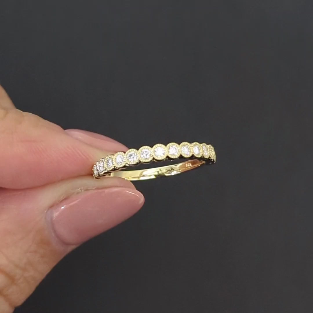 1/3 CARAT NATURAL DIAMOND WEDDING RING 10k WHITE GOLD BAND BEZEL HALF ETERNITY