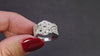 NATURAL DIAMOND COCKTAIL RING WIDE BAND 14k WHITE GOLD PAVE RIBBON MILGRAIN