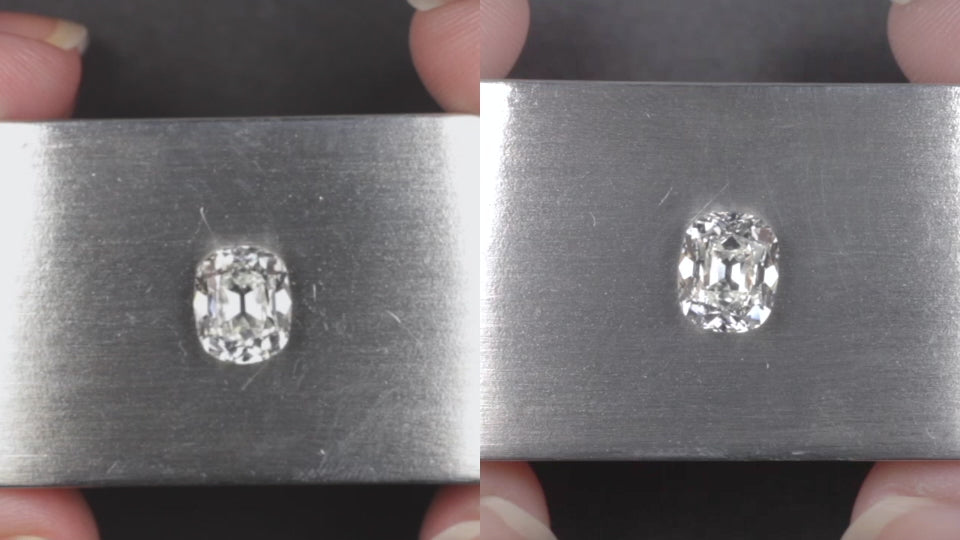 4.07ct OLD MINE CUT DIAMOND STUD EARRINGS GIA CERTIFIED I VS1 CUSHION BRILLIANT