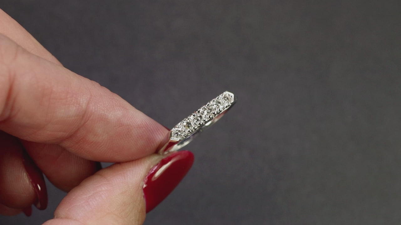 VINTAGE F-G VS DIAMOND WEDDING RING STACKING BAND PLATINUM NATURAL RETRO CLASSIC