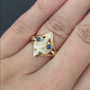 VINTAGE SAPPHIRE DIAMOND CROWN RING 14k YELLOW GOLD NATURAL COCKTAIL ESTATE