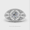 ART DECO DIAMOND SEMI-MOUNT 5mm ROUND BEZEL COCKTAIL SETTING RING VINTAGE STYLE