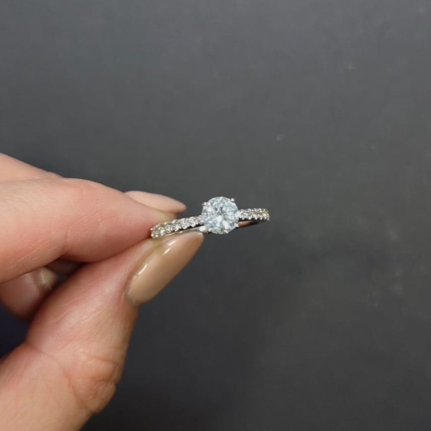 DIAMOND ENGAGEMENT RING 1.33ct EXCELLENT ROUND CUT 14k WHITE GOLD CATHEDRAL
