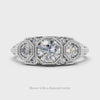 DIAMOND 5mm ROUND VINTAGE STYLE ENGAGEMENT RING SETTING WHITE GOLD 3 STONE MOUNT
