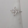 2ct LAB CREATED DIAMOND ENGAGEMENT RING 3 STONE MARQUISE KITE CUT 10k WHITE GOLD