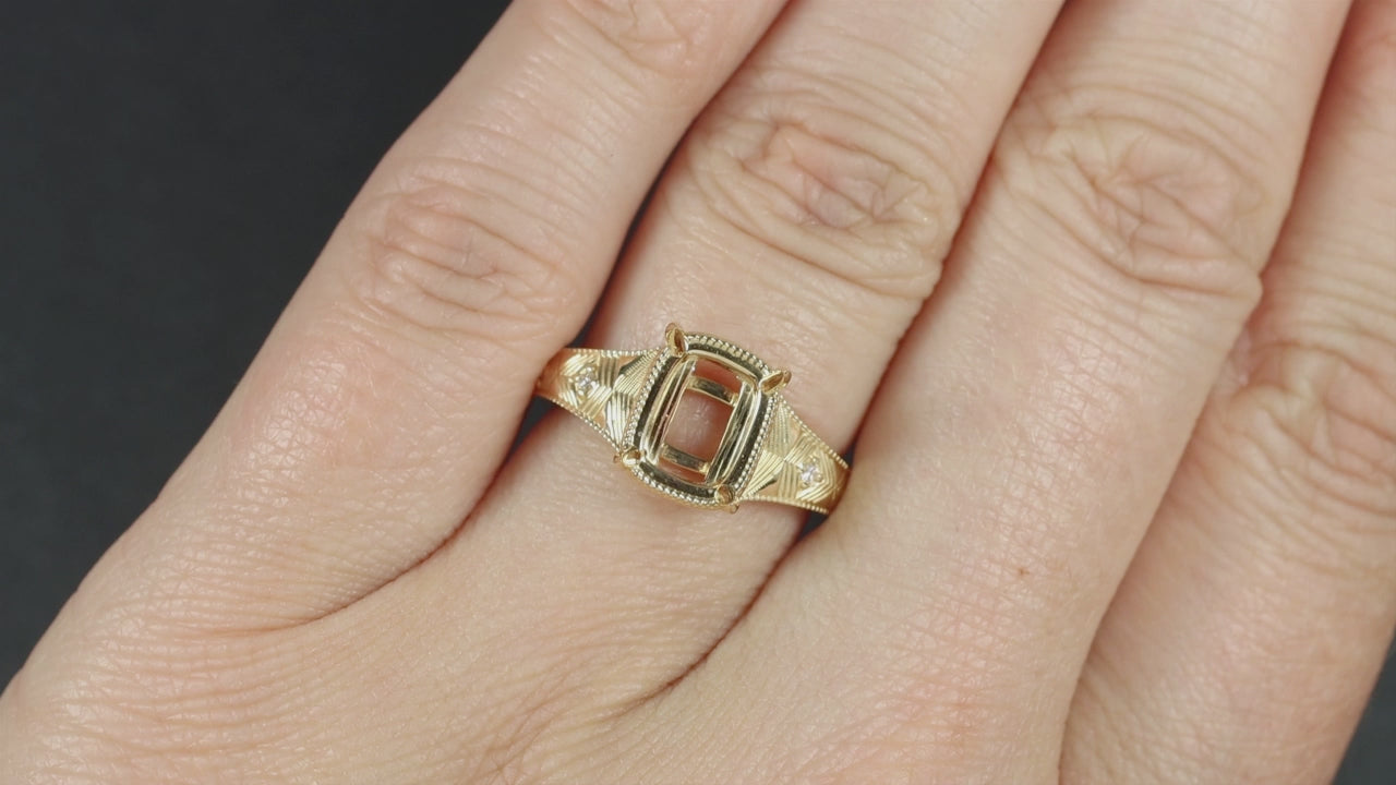 2ct LAB CREATED OLD MINE CUT DIAMOND ENGAGEMENT RING CERTIFIED CUSHION SHAPE 14k