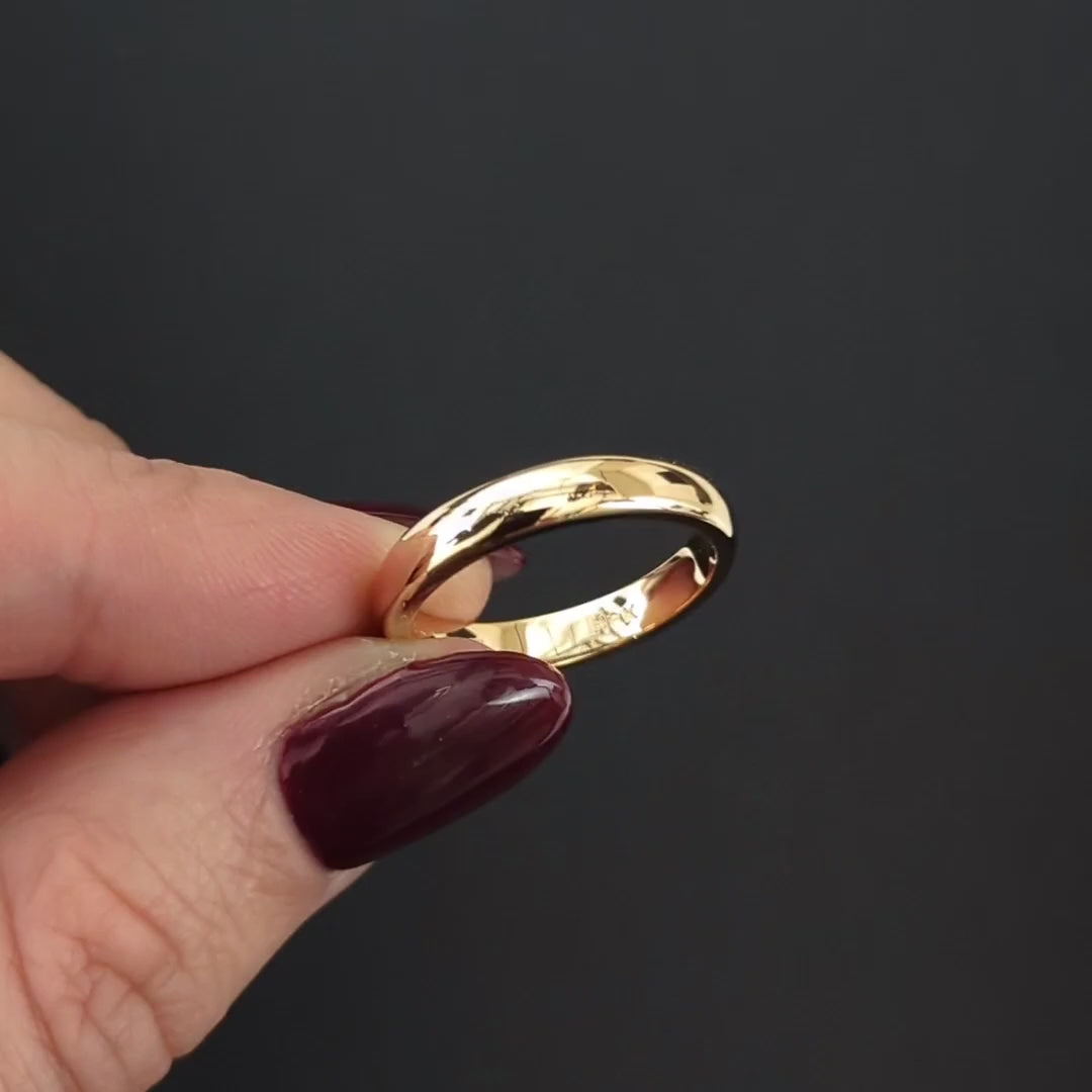 CLASSIC 14k YELLOW GOLD WEDDING BAND RING SIMPLE STACKING 3.5mm PLAIN SOLID