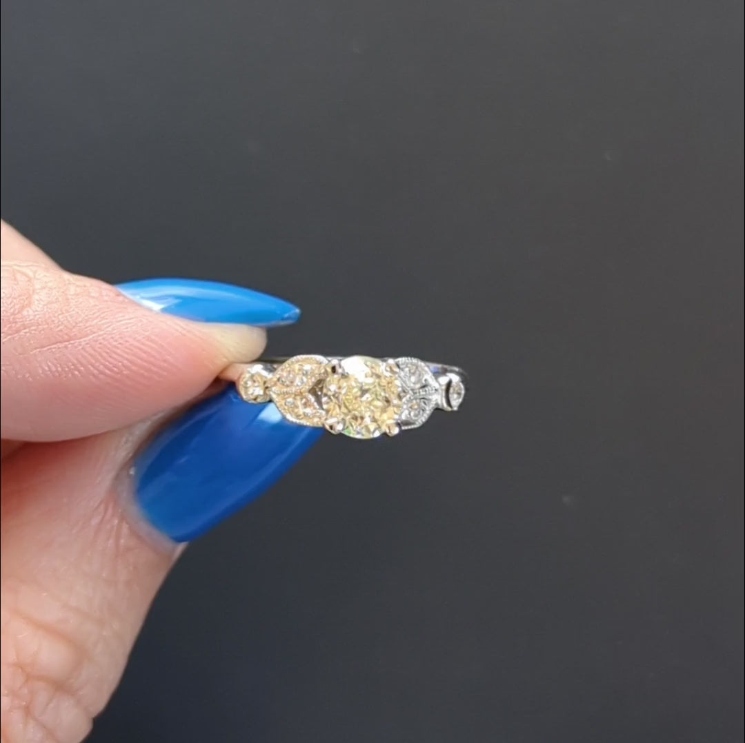 VINTAGE OLD EUROPEAN CUT DIAMOND ENGAGEMENT RING 0.90ct K VS1 PLATINUM ART DECO