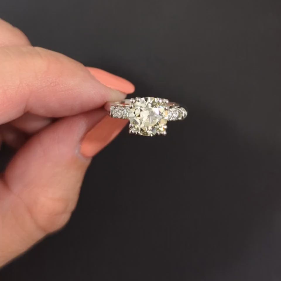2 CARAT VINTAGE DIAMOND ENGAGEMENT RING PLATINUM GIA CERTIFIED OLD EUROPEAN CUT
