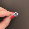 LE VIAN SAPPHIRE DIAMOND COCKTAIL RING 18k WHITE GOLD HALO PAVE DOME DESIGNER