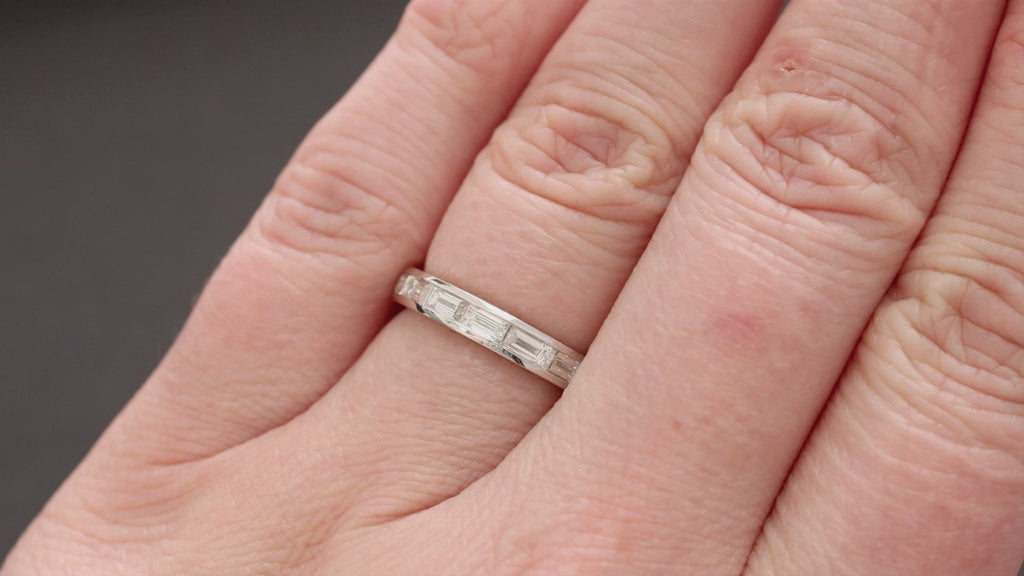 1.16ct G-H VS DIAMOND WEDDING BAND PLATINUM RING BAGUETTE CHANNEL SET NATURAL